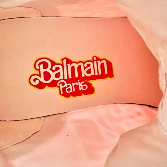 NIB Balmain X Barbie Pink Sneakers EU 40 US 10 Women’s High Top Lace Up B Court - Picture 7 of 10
